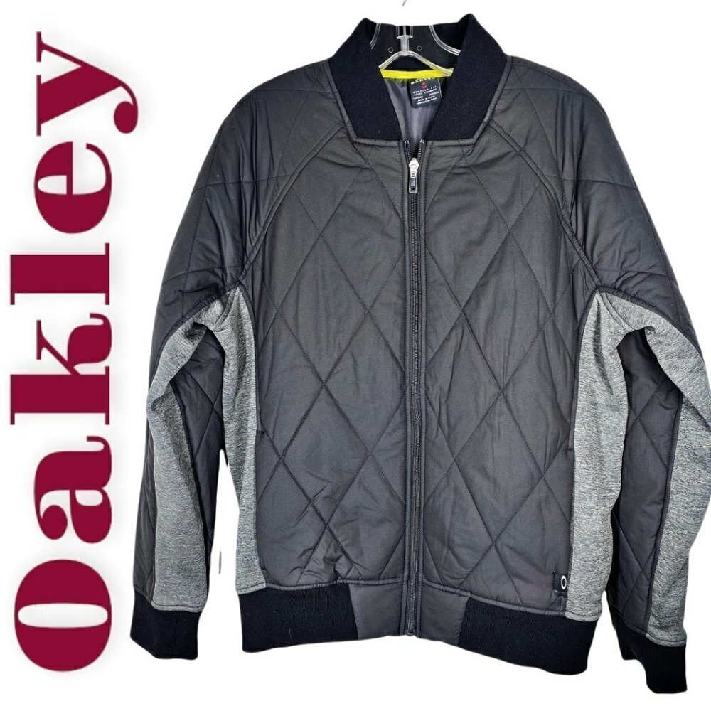 OAKLEY‎ Echo Quilted 2-Tone Gray Full Zip Bomber Jacket, Size Small